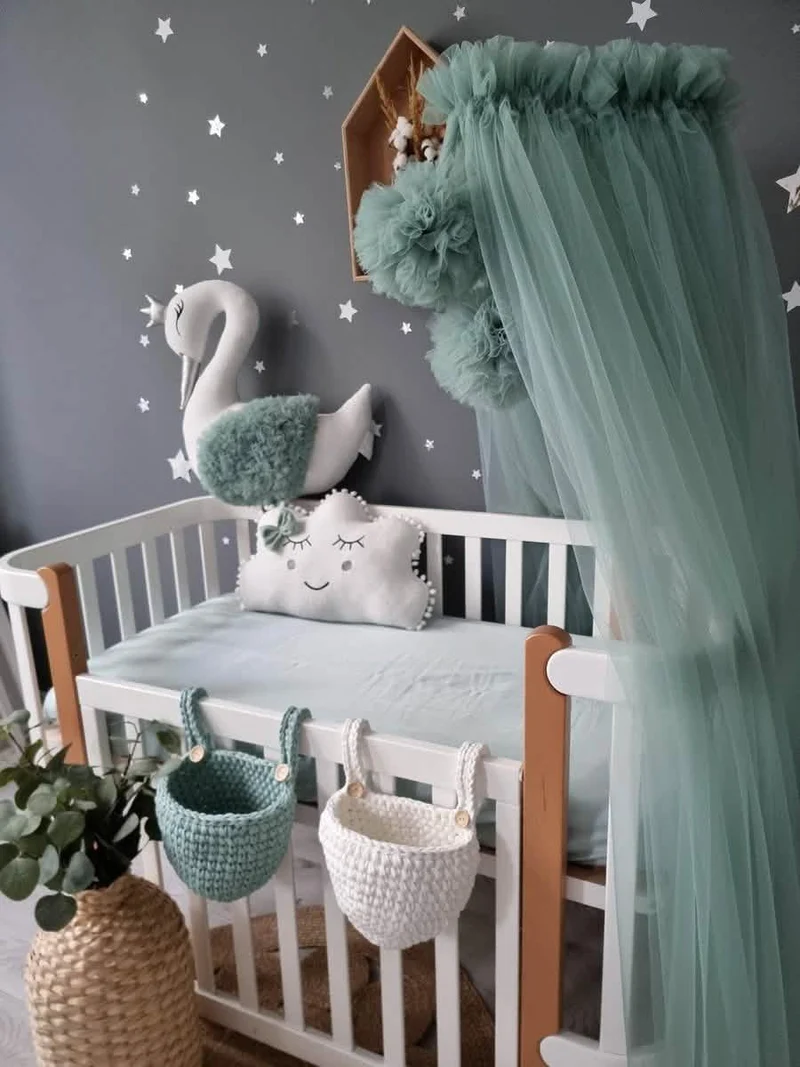 Light Blush pink bed canopy curtains, baby baldachin