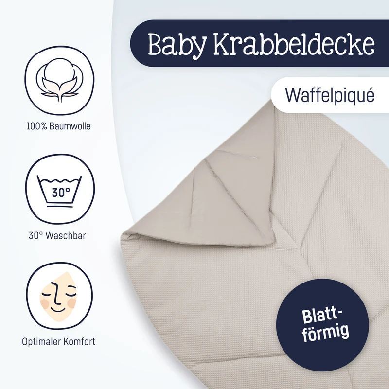 Krabbeldecke Blatt, Waffelpiqué Seashell