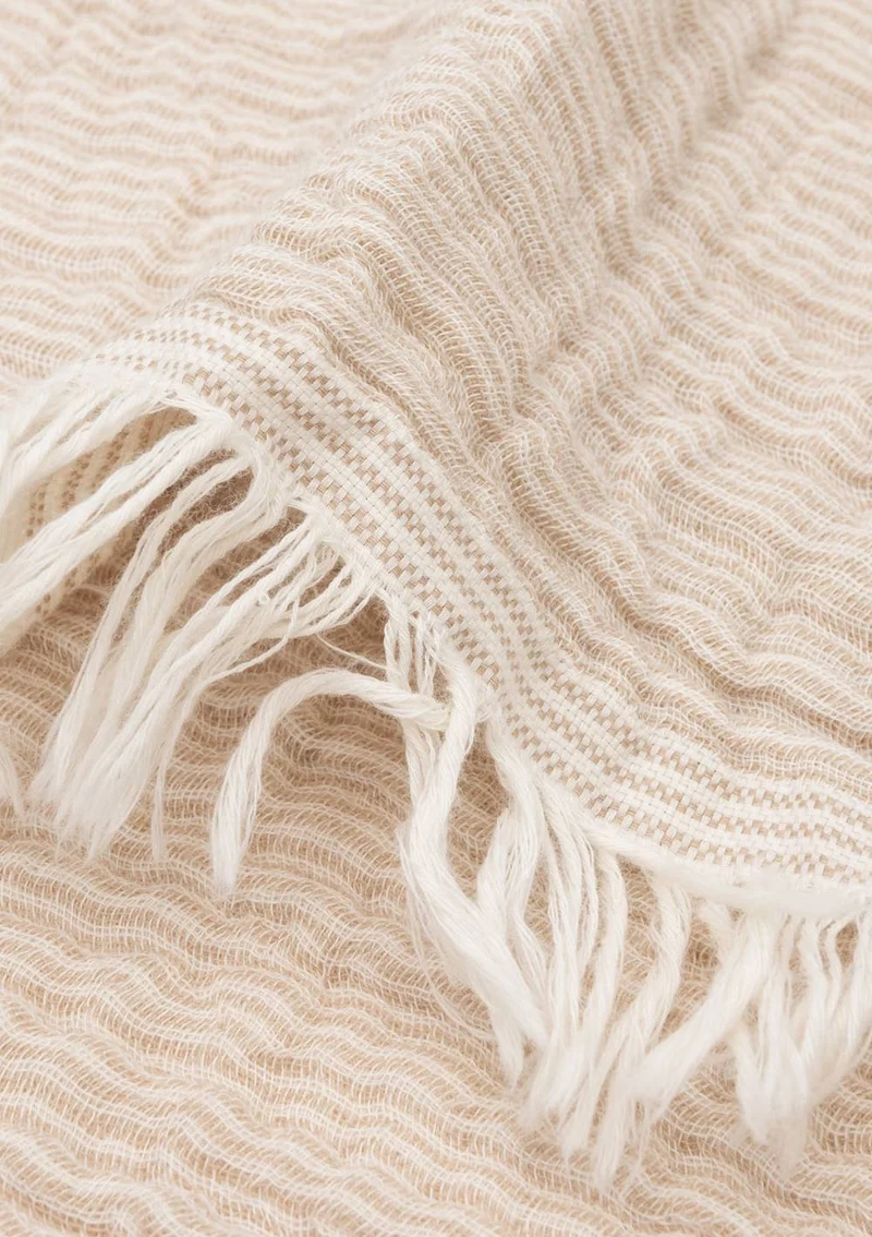 Musselin Decke Wiege 'Fringe Stripe' Biscuit 100 x 75 cm