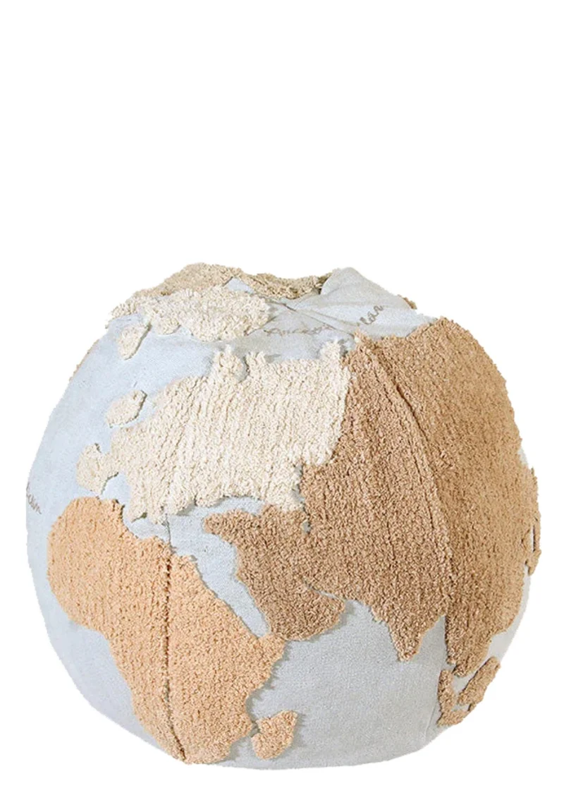 Sitzpouf 'World Map' Natural / Blue