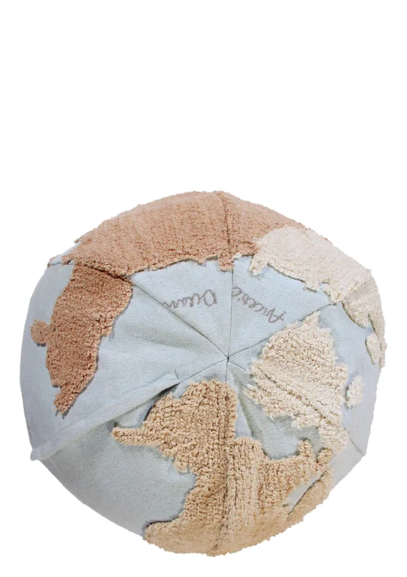 Sitzpouf 'World Map' Natural / Blue