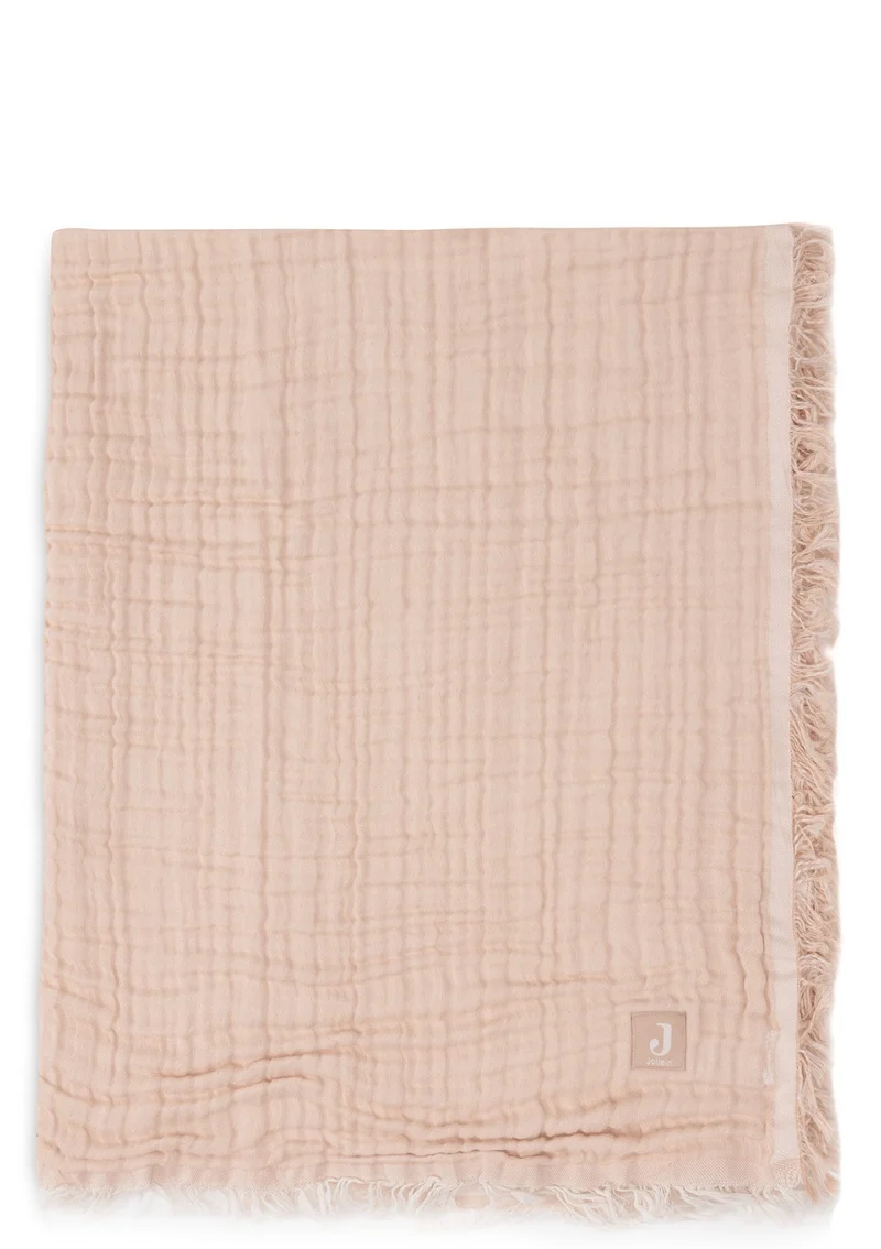 Musselin Decke 'Fringe' Moonstone 120 x 120 cm
