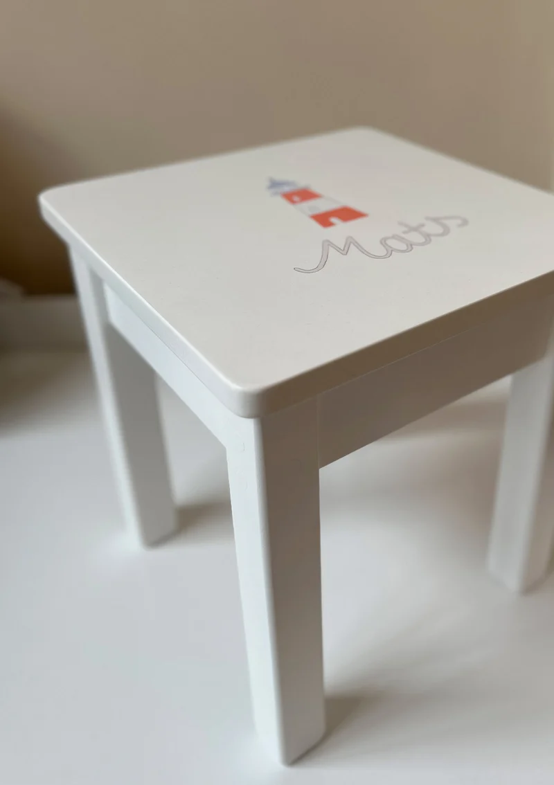 Kinderhocker weiß handbemalt