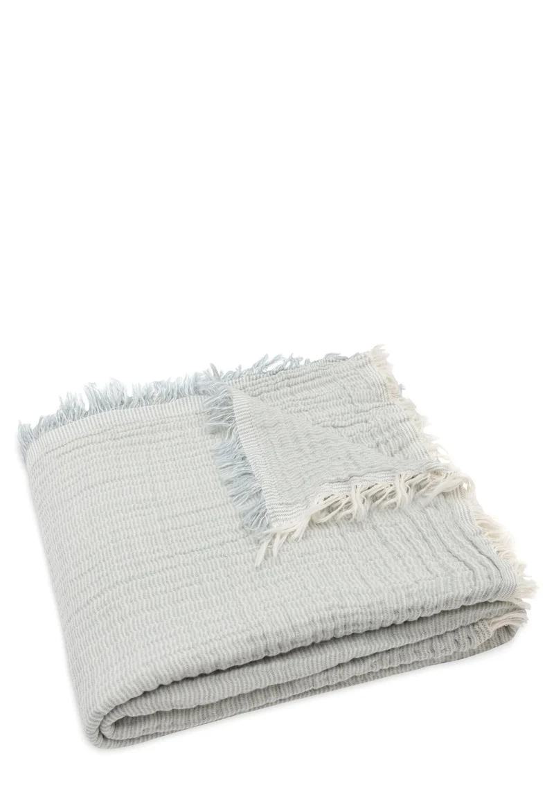 Musselin Decke 'Fringe Stripe' Sea Green 120 x 120 cm