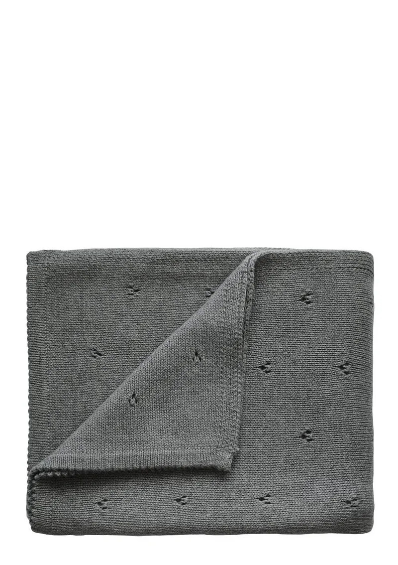 Strick-Babydecke 'Pointelle Grey Melange'