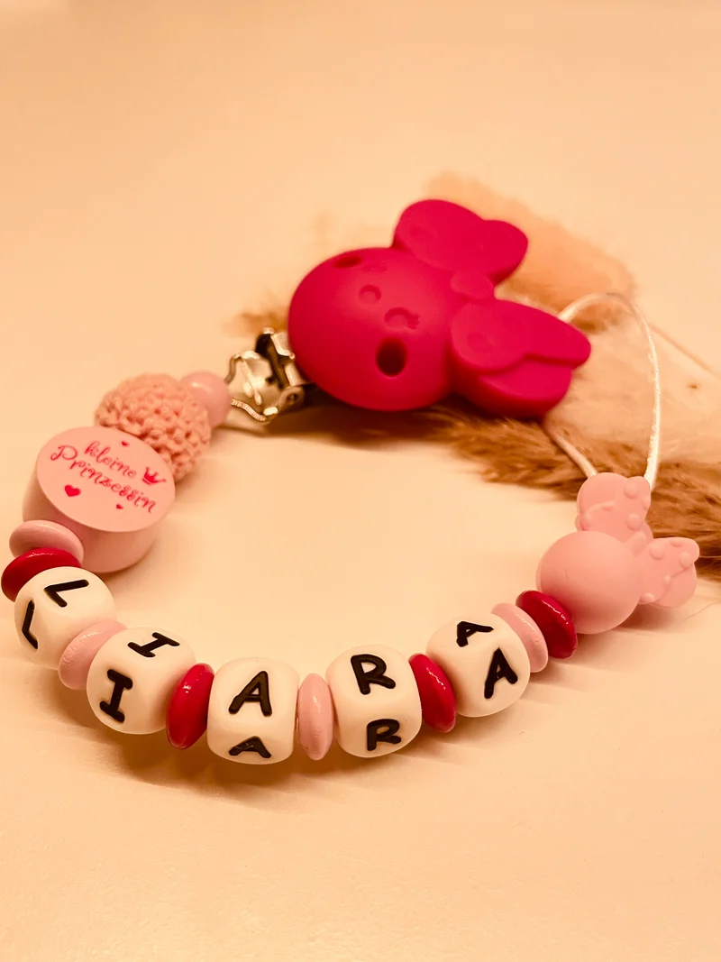 Schnullerkette personalisiert Maus kleine Prinzessin rosa/pink