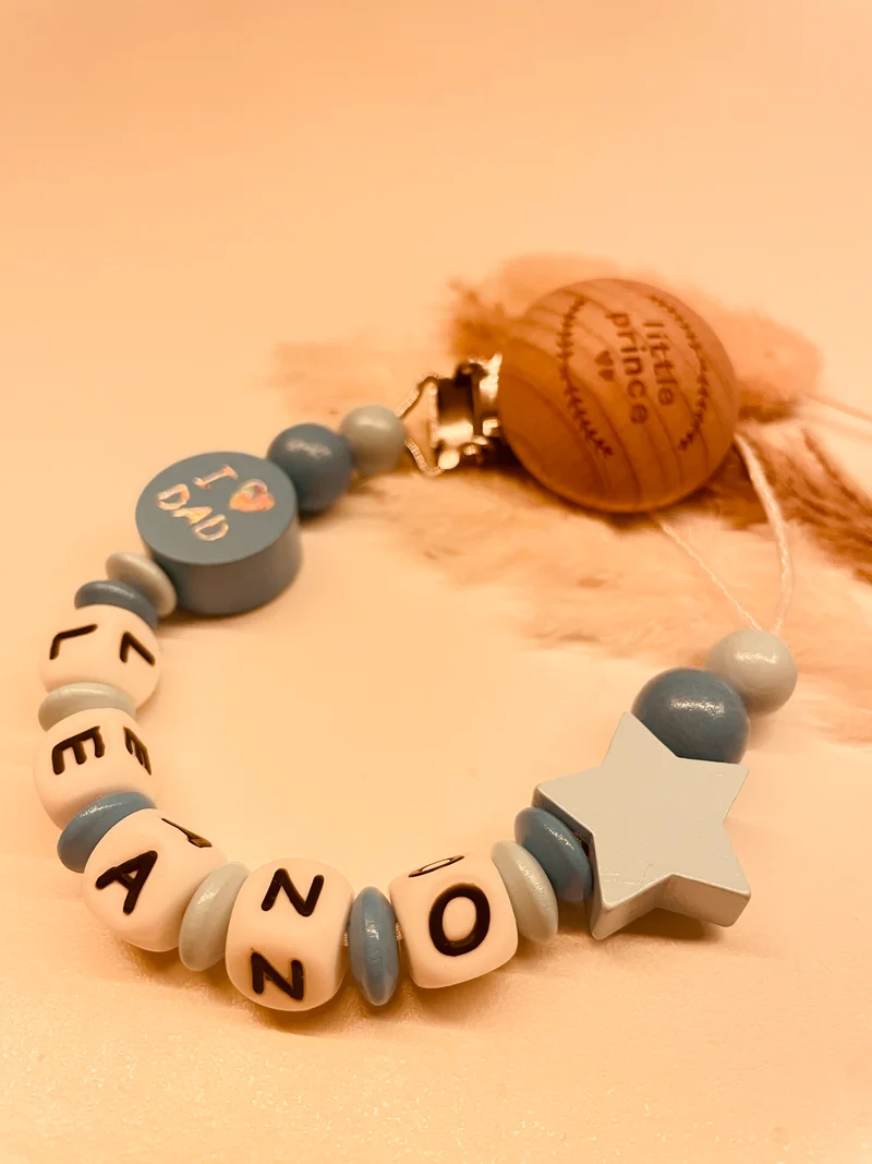 Schnullerkette blau i love dad little Prince
