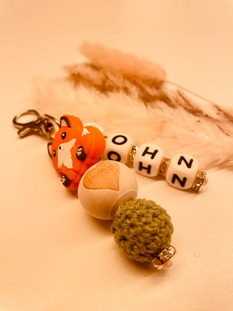 Schlüsselanhänger personalisiert Fuchs grün