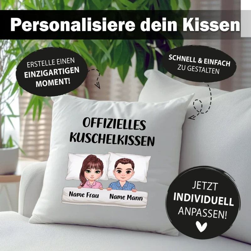 Personalisiertes Kissen - Offizielles Kuschelkissen - Geschenk für Frau, Mann oder Freund, Freundin
