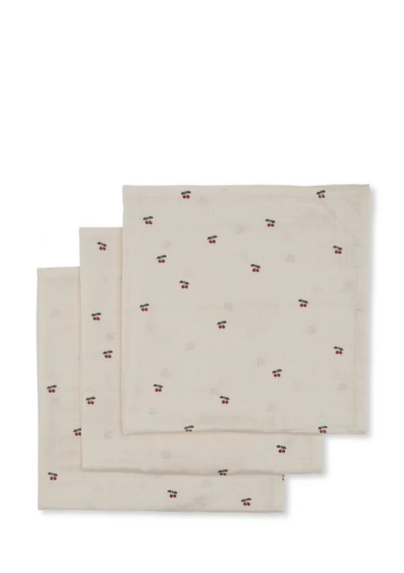 3er Pack Musselin Mulltücher Cherry