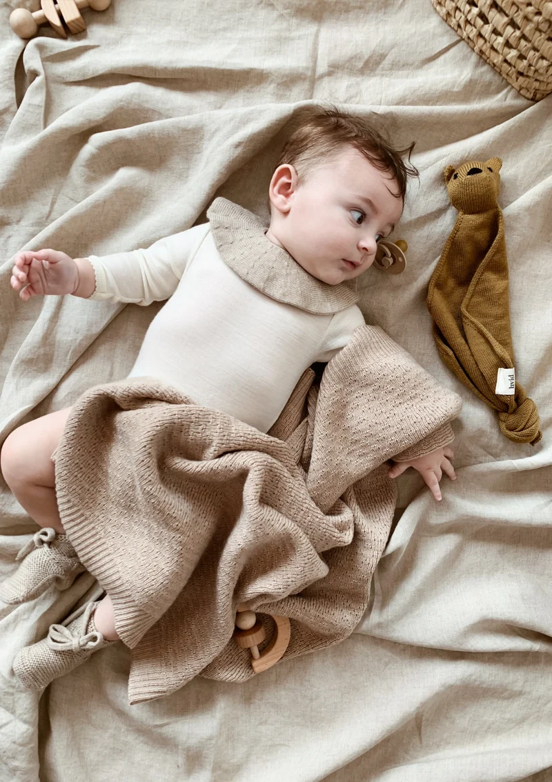 Merino Schmusetuch 'Teddy Tokki' Mustard