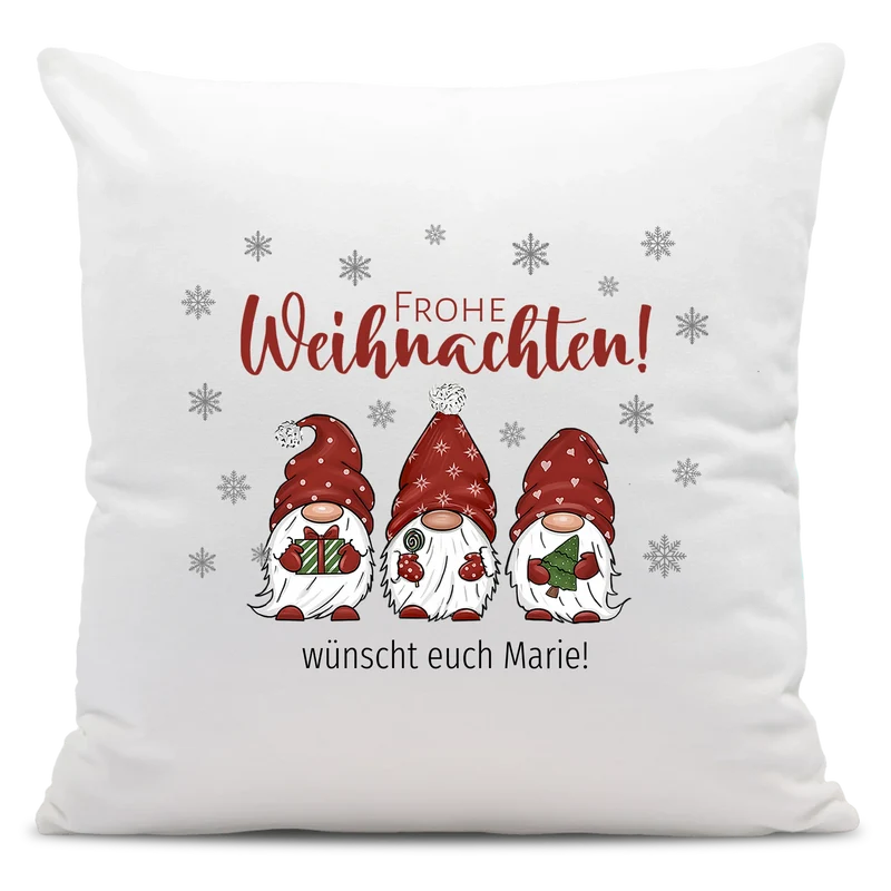 Personalisiertes Wichtel Weihnachts-Kissen - Frohe Weihnachten mit Name