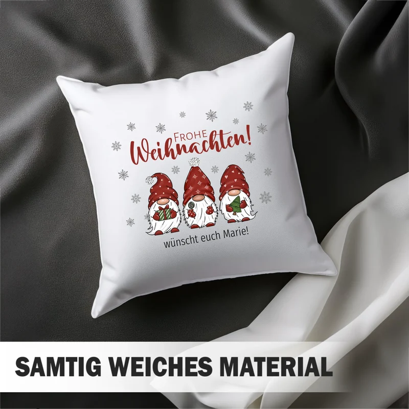 Personalisiertes Wichtel Weihnachts-Kissen - Frohe Weihnachten mit Name