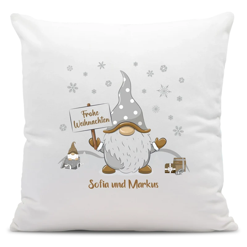 Personalisiertes Weihnachts-Wichtel Kissen - Frohe Weihnachten mit Namen