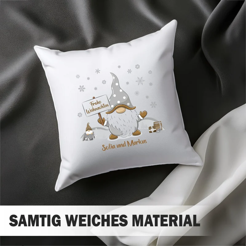 Personalisiertes Weihnachts-Wichtel Kissen - Frohe Weihnachten mit Namen
