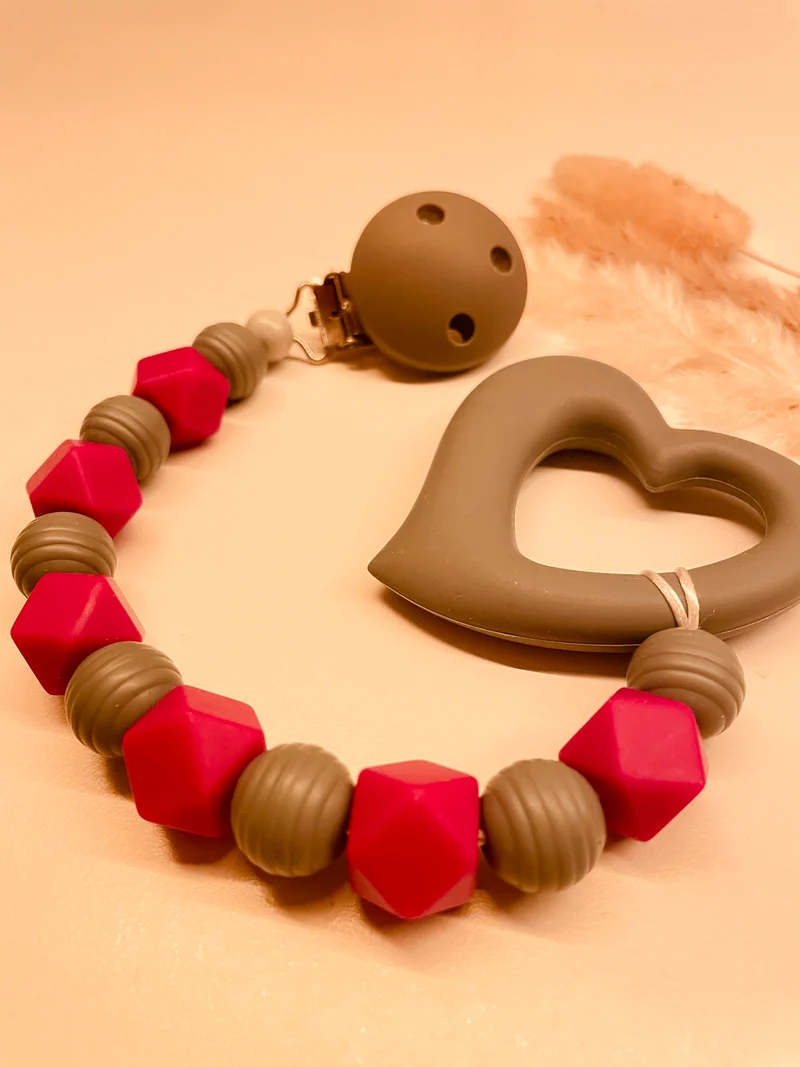 Beißkette Herz grau pink 9,90€, statt 19,90€