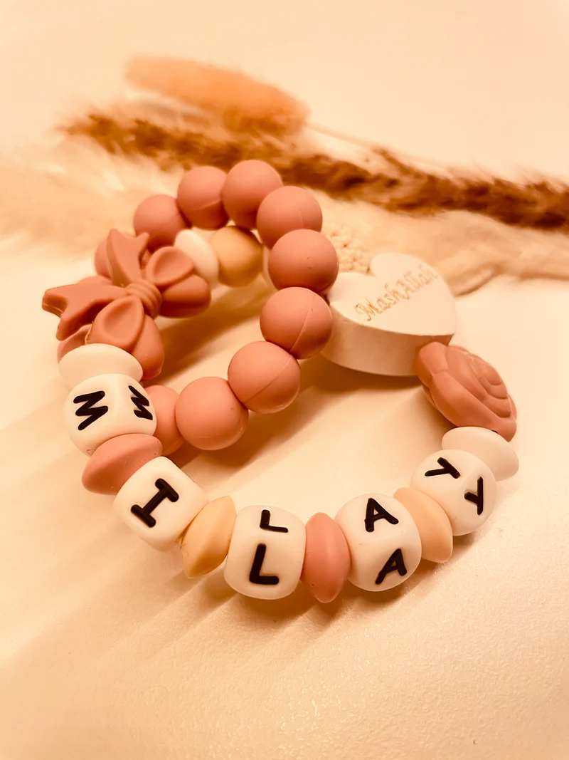 Greifring personalisiert Mashallah altrosa beige