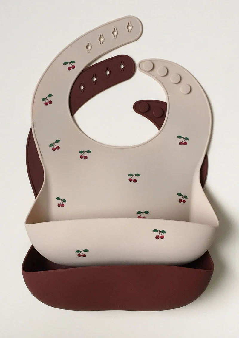 2er-Set Silikon Lätzchen Cherry / Mocca