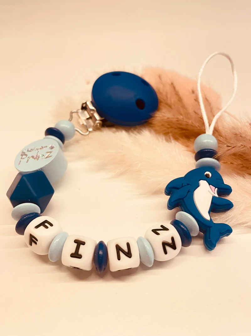 Schnullerkette Delfin kleiner Prinz blau