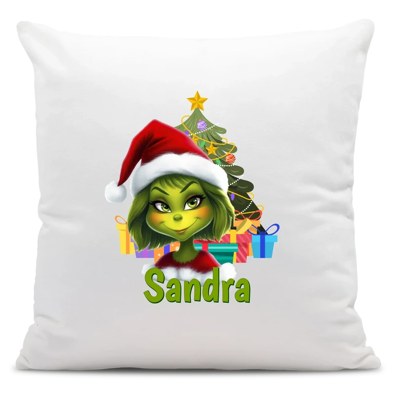 Personalisiertes Weihnachts-Kissen - Weihnachtsmuffel Frau mit Name - Weihnachtsgeschenk