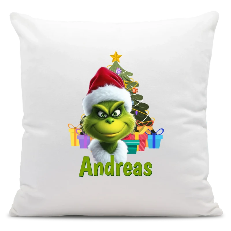 Personalisiertes Weihnachts-Kissen - Weihnachtsmuffel Mann mit Name - Weihnachtsgeschenk