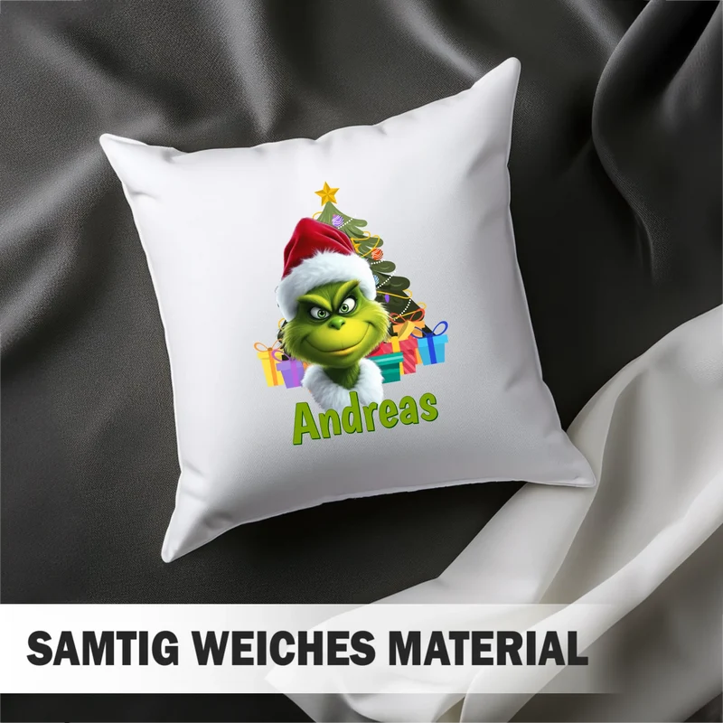 Personalisiertes Weihnachts-Kissen - Weihnachtsmuffel Mann mit Name - Weihnachtsgeschenk