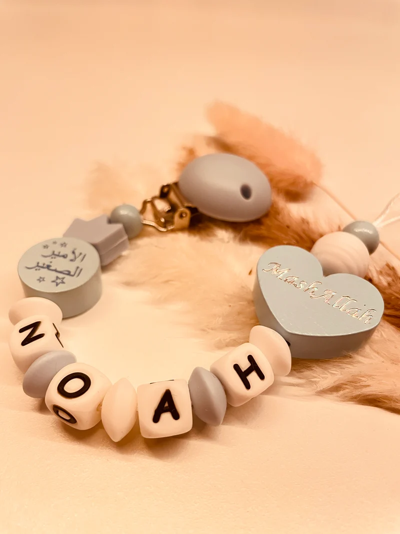 Schnullerkette personalisiert Mashallah blau kleiner Prinz