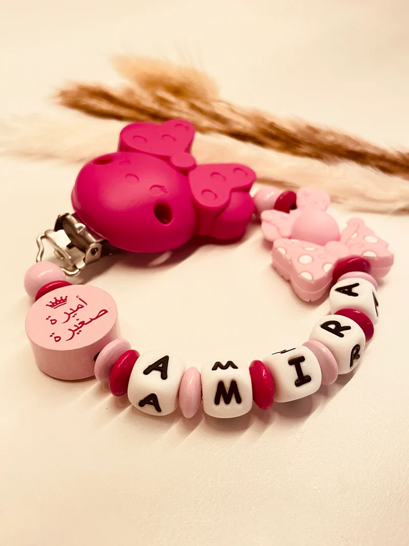 Schnullerkette Maus kleine Prinzessin arabisch rosa pink