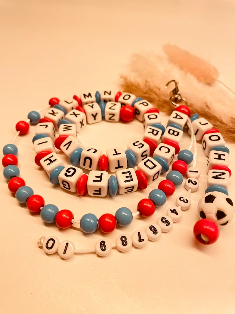 ABC & Rechenkette personalisiert Fußballs blau rot