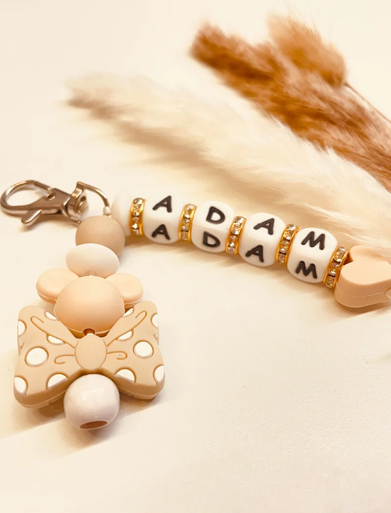 Schlüsselanhänger personalisiert Maus beige