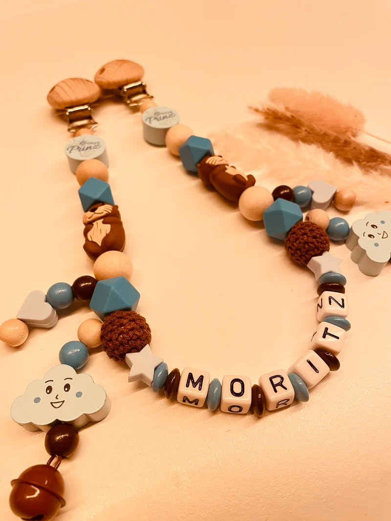 Schnullerkette, Kinderwagenkette Otter blau braun