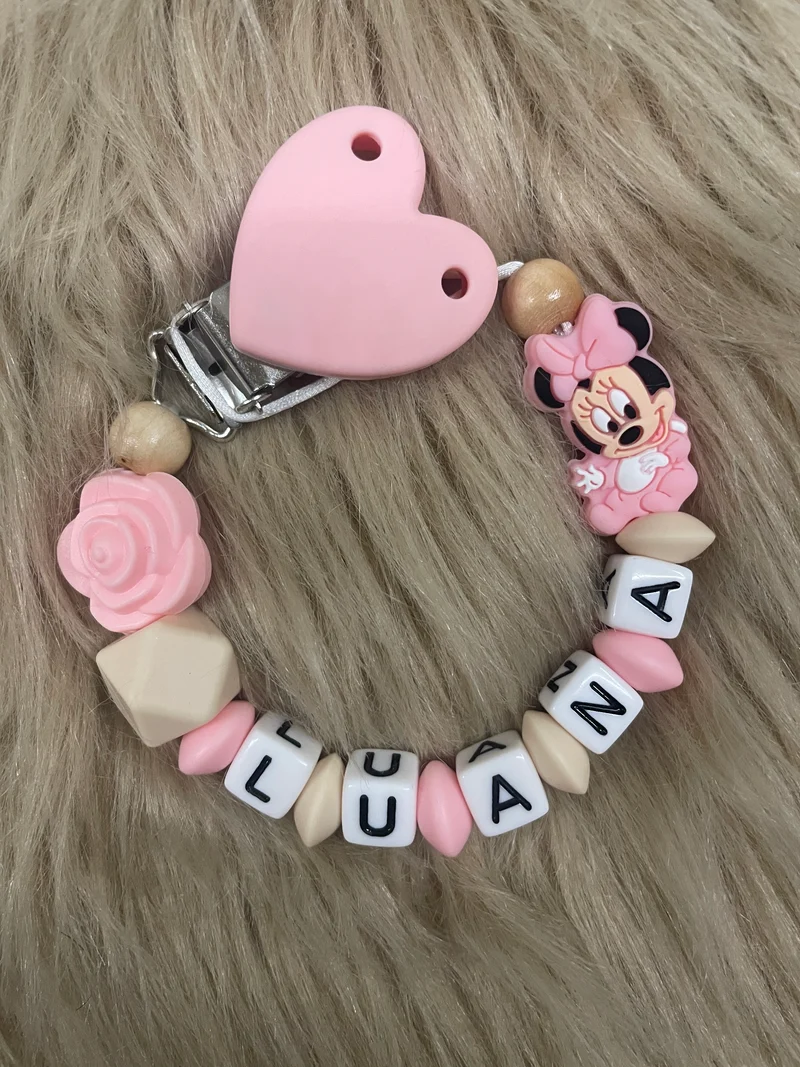 Schnullerkette Maus mit Rose rosa beige 13,90€, statt 17,90€