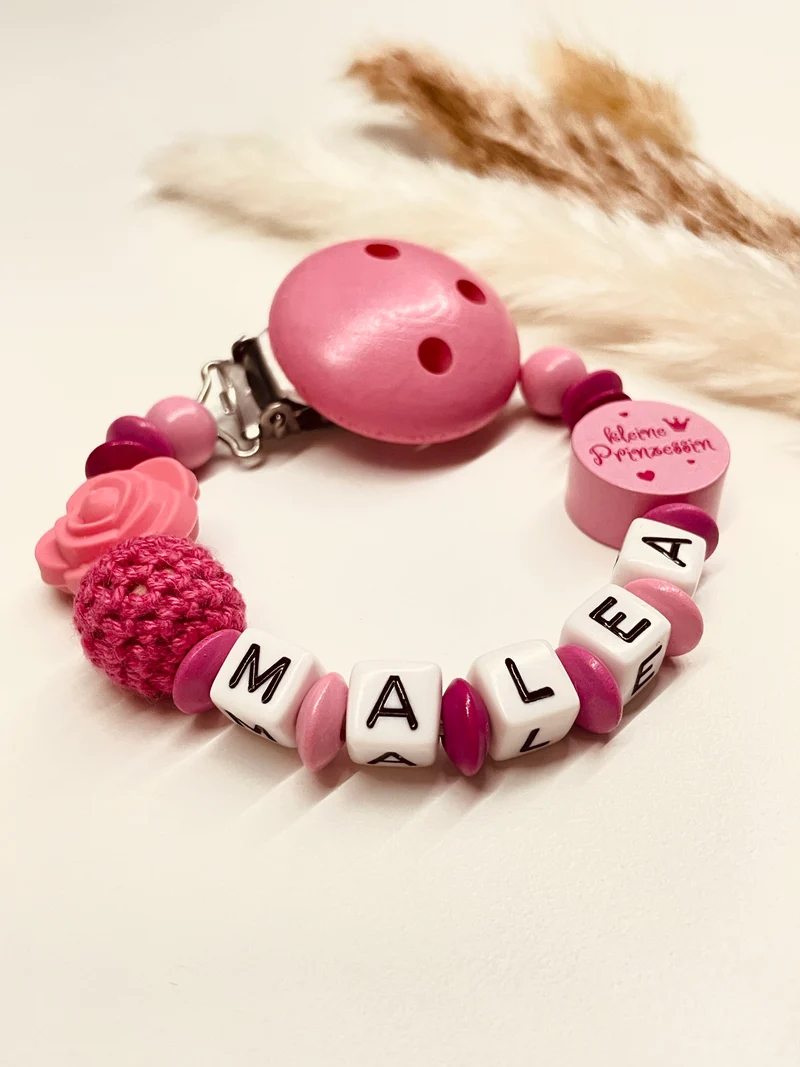 Schnullerkette kleine Prinzessin mit Rose pink 12,90€, statt 17,90€