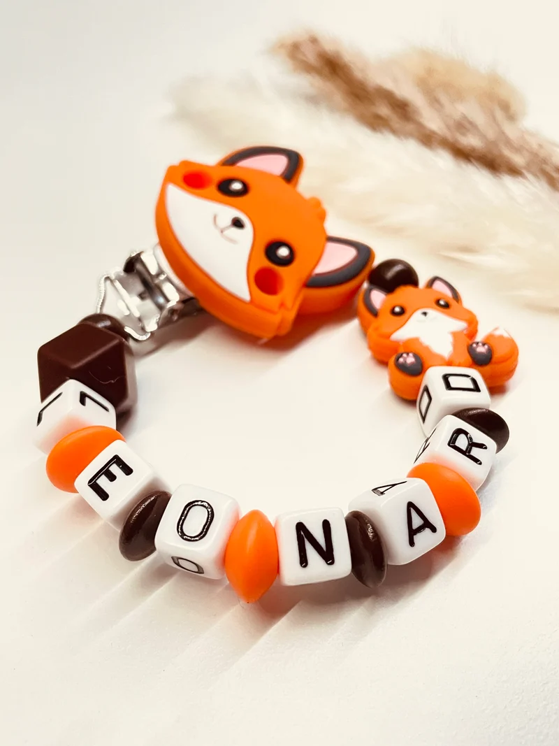 Schnullerkette Fuchs orange-braun