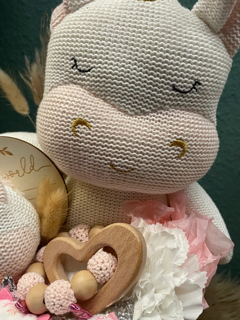 Windelkorb Windeltorte Einhorn Häkeltier und Häkelrassel