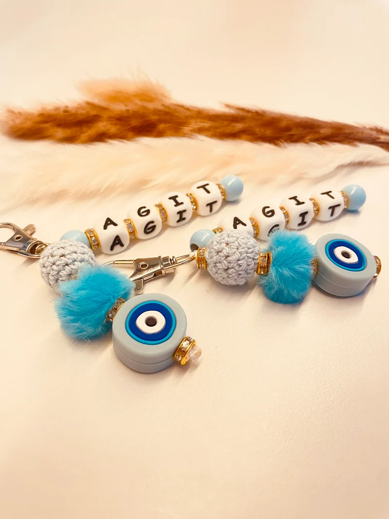 Schlüsselanhänger Auge von Nazar blau