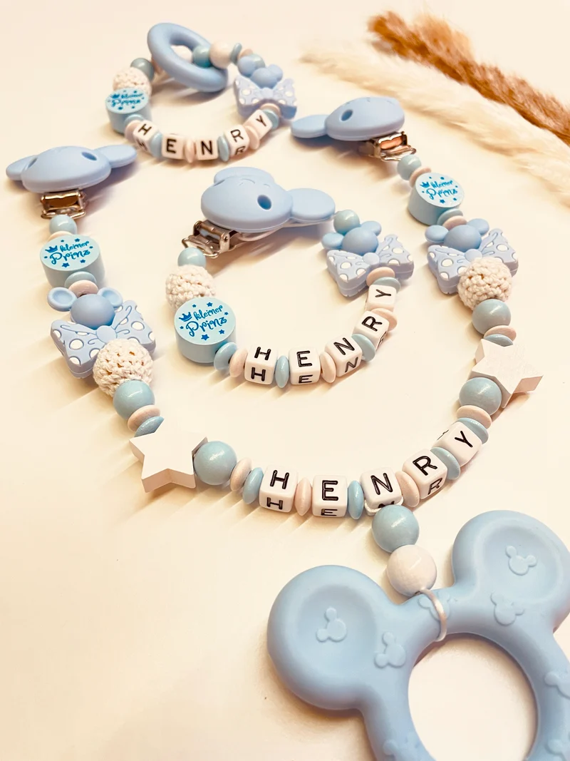 Abverkauf Schnullerkette Kinderwagenkette Greifring SET Henry
