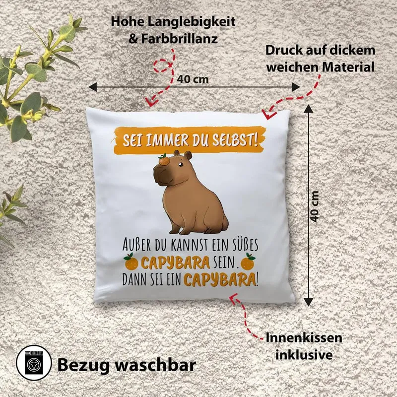 Kissen - Sei immer Du selbst! Außer Du kannst ein süßes Capybara sein.