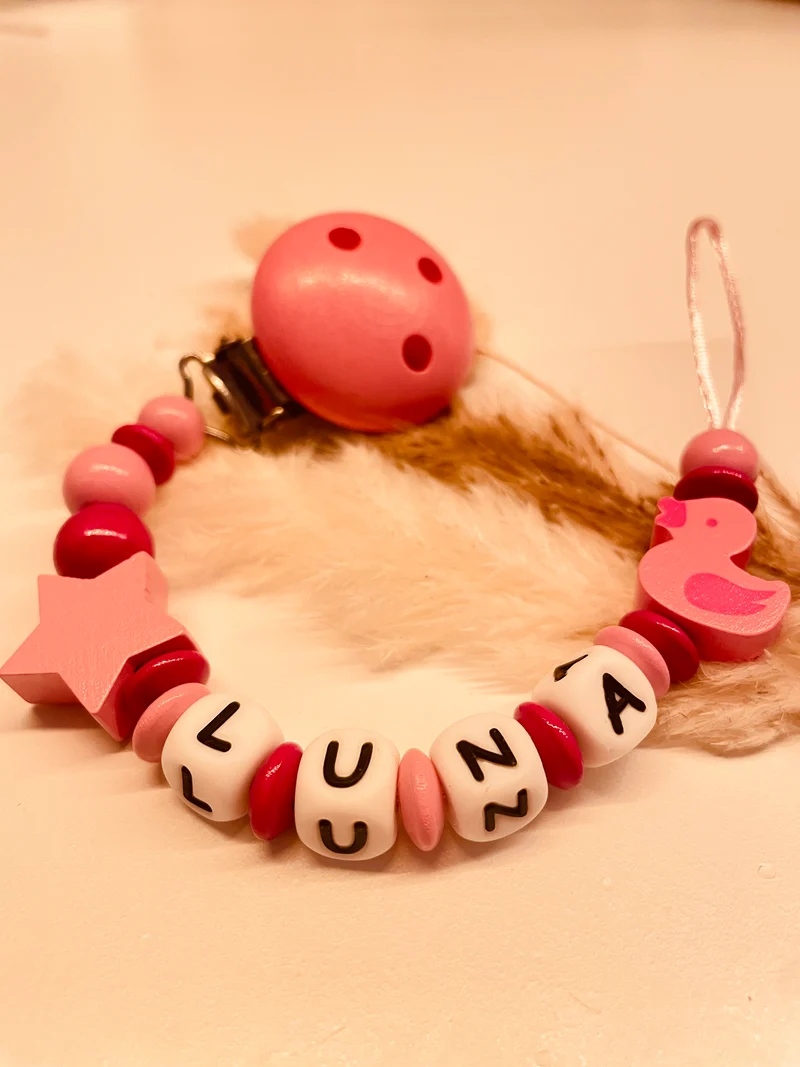 Aberkauf Schnullerkette pink Ente