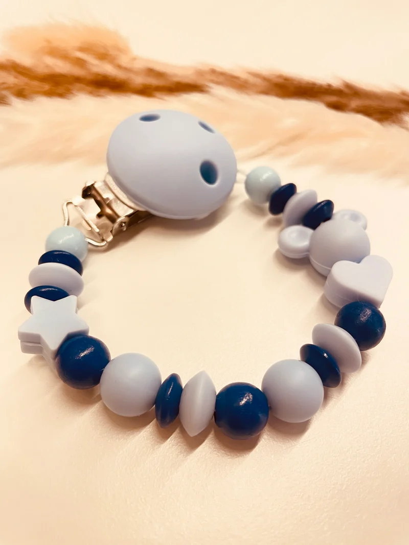 Abverkauf Schnullerkette Maus blau