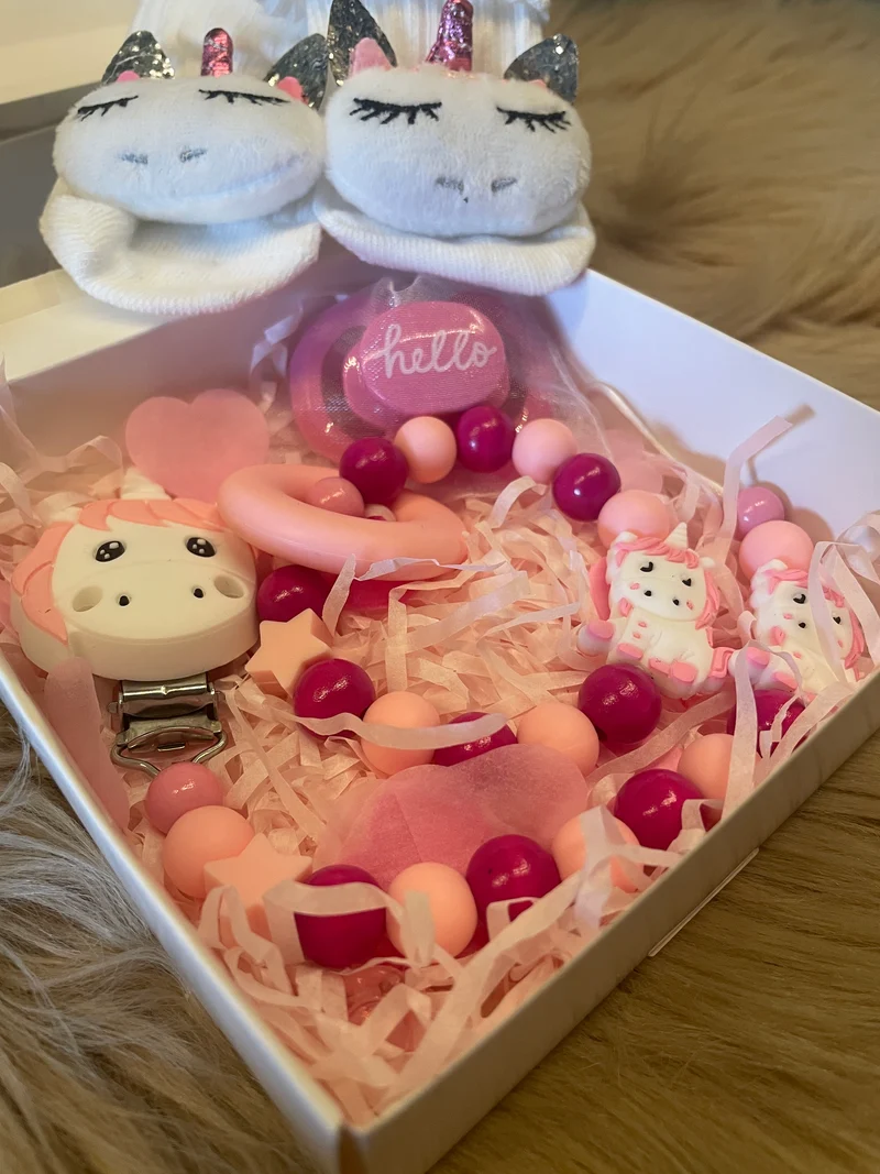 Geschenkbox klein pink rosa Einhorn 4-teilig