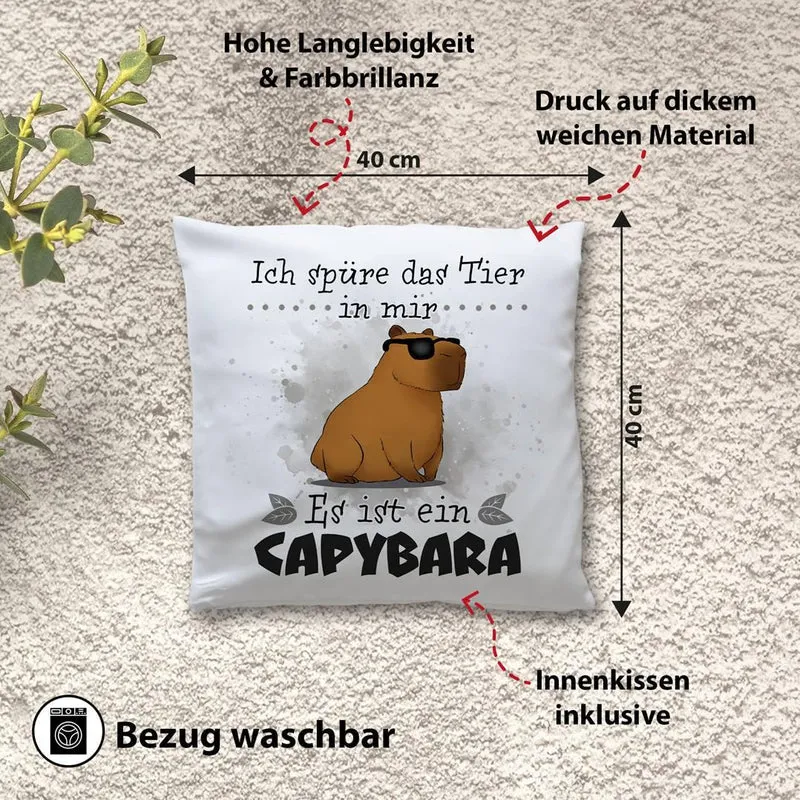 Kissen - Ich spüre das Tier in mir. Es ist ein Capybara