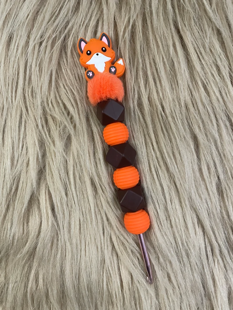 Häkelnadel Fuchs orange-braun Silikon ergonomisch