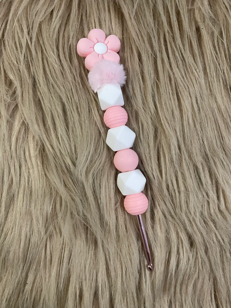Häkelnadel Blume rosa-weiß Silikon ergonomisch