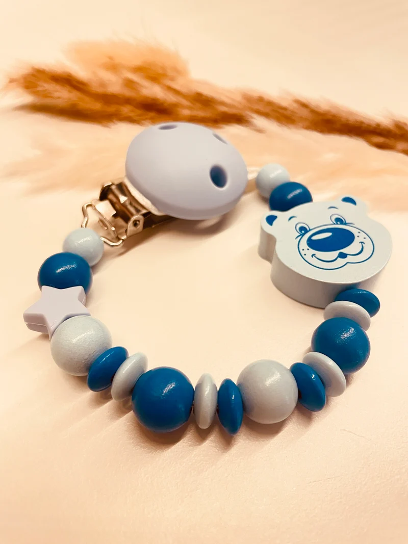 Abverkauf Schnullerkette Teddy blau