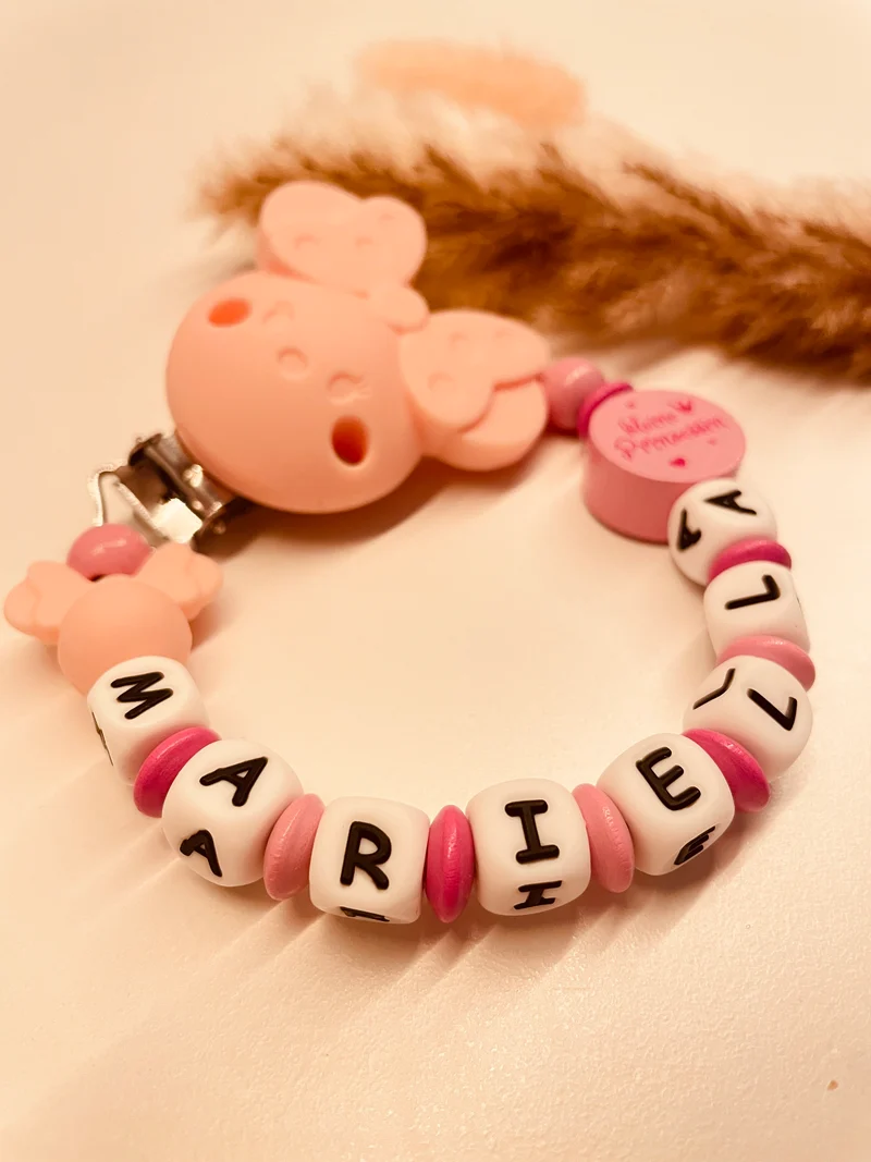 Schnullerkette kleine Prinzessin Maus pink rosa