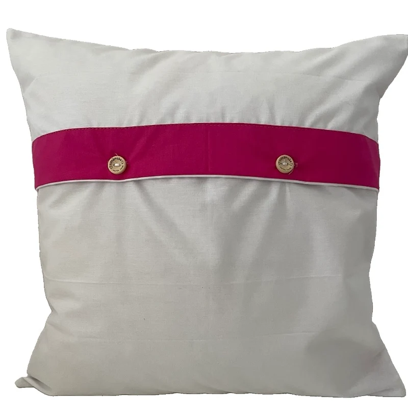 Patchwork Kissenhülle, Landhausstil Kissenbezug, pink/weiß 40x40cm