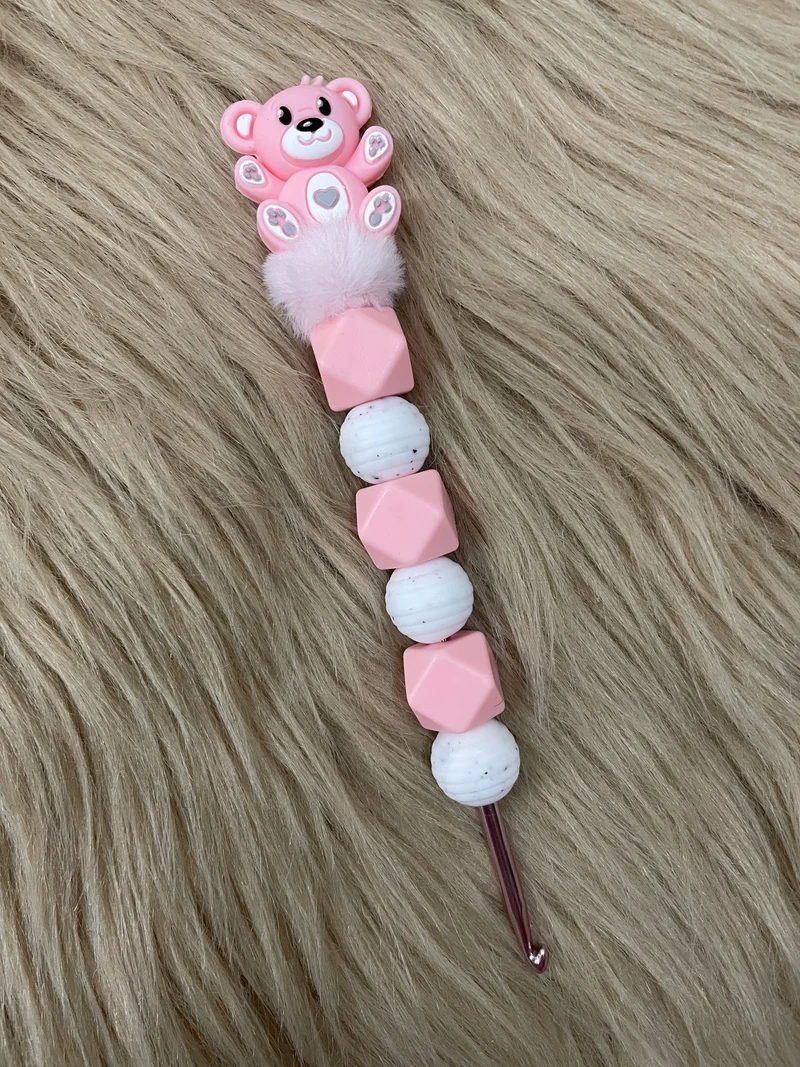 Häkelnadel Bär rosa Silikon ergonomisch