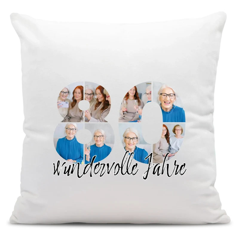 Personalisiertes Foto-Kissen zum 80. Geburtstag - Fotogeschenk