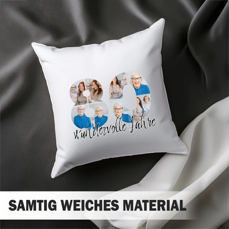Personalisiertes Foto-Kissen zum 80. Geburtstag - Fotogeschenk